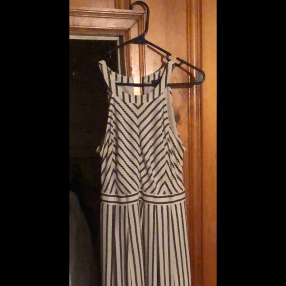 Floor length dress black and white stripes